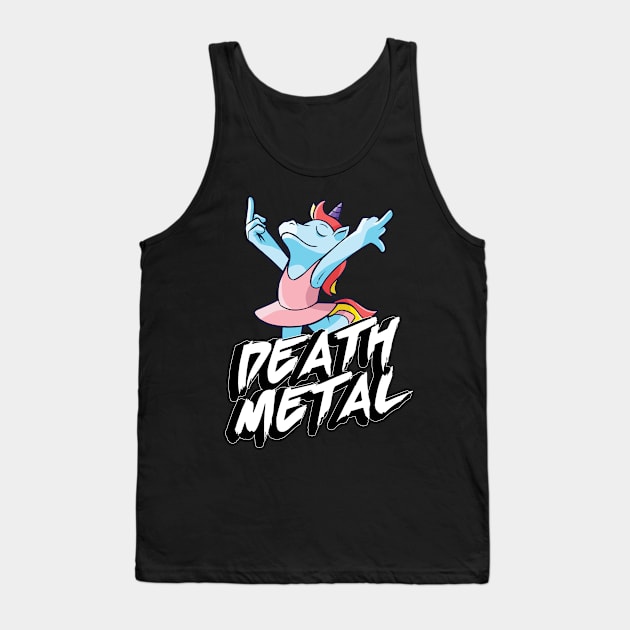 Death Metal Unicorn Middlefinger Tank Top by PlimPlom